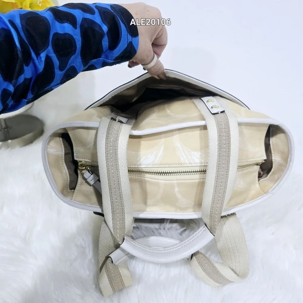 Coach Hampton Cream and Tan Tote Bag F10805